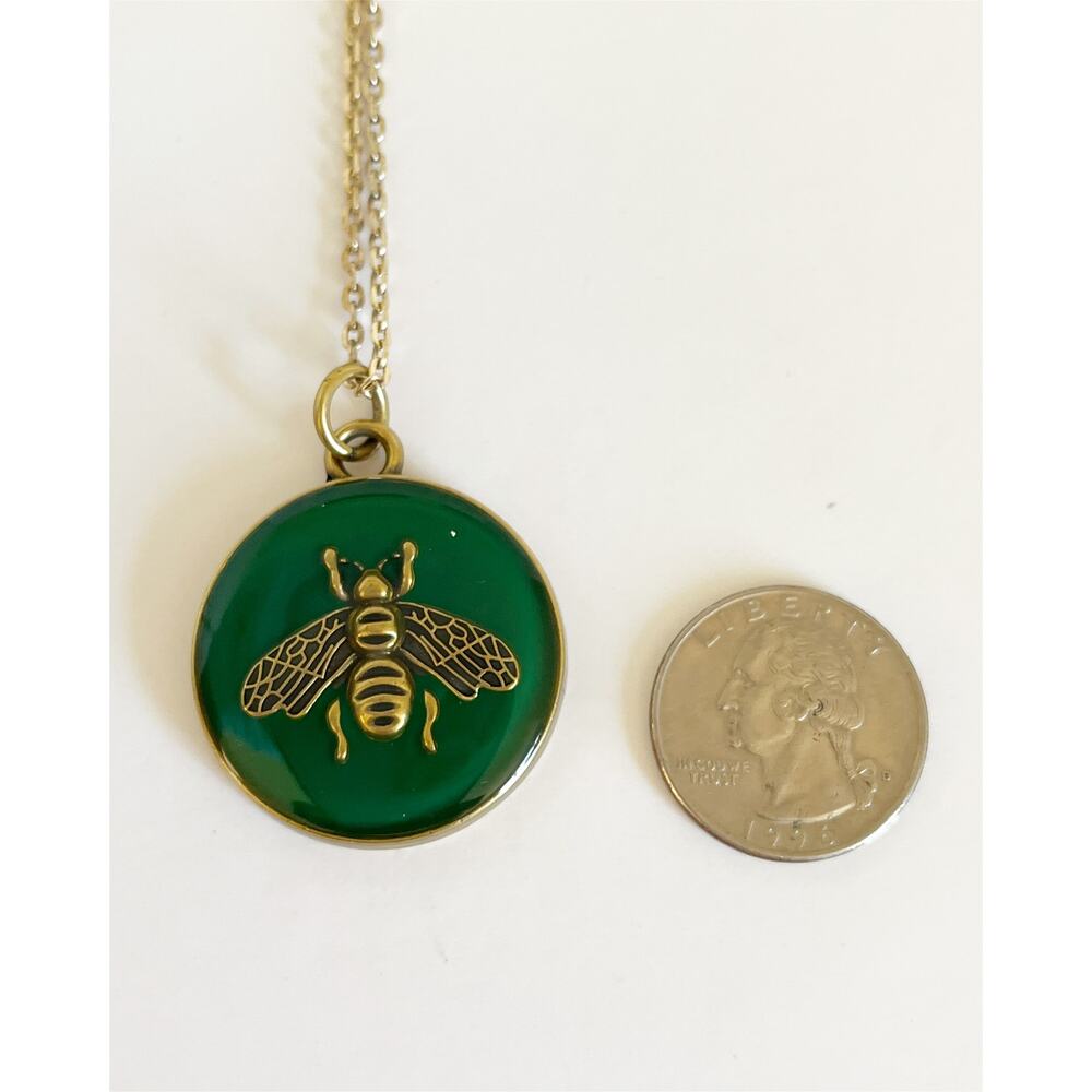 GUCCI Bee Charm Necklace Pendant Green Gold Stamped Zipper Pull - Picture 8 of 14